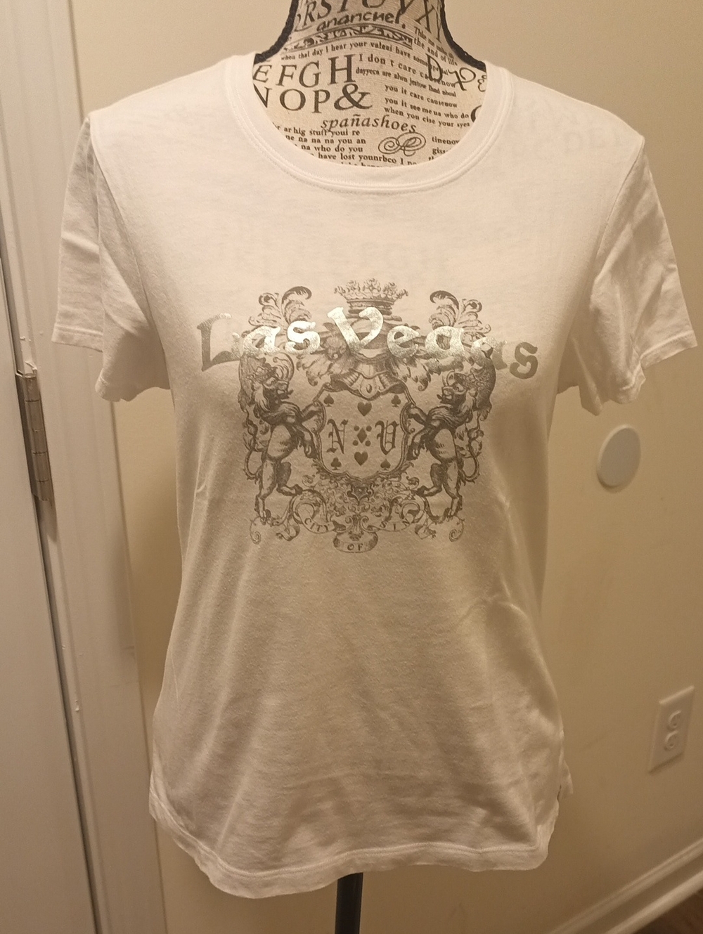 Las Vegas Metallic Crest Graphic Tee - White